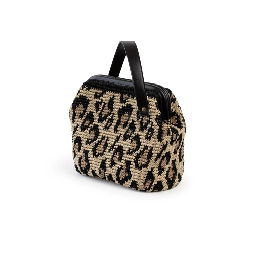 Handgefertigte Damenhandtasche mit Leopardenmuster